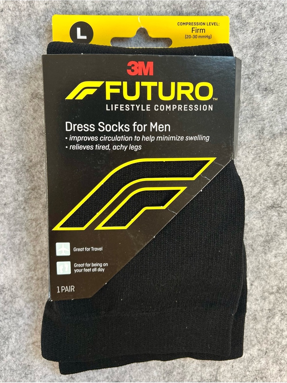 New 3M Futuro Compression Black Socks for Men / Large